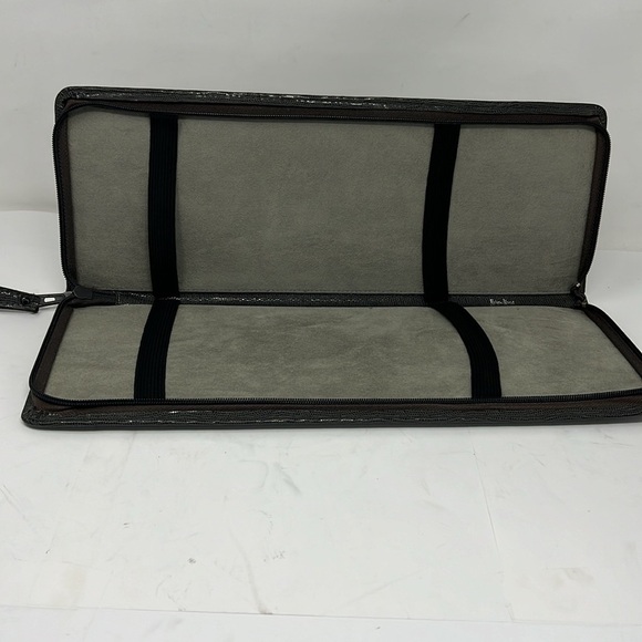 Neiman Marcus Tie Zip Around Long Travel Gray Clutch - Picture 8 of 9
